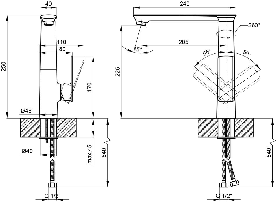 Q-Tap Lodenice QTLOD9031102FC Chrome Габаритні розміри