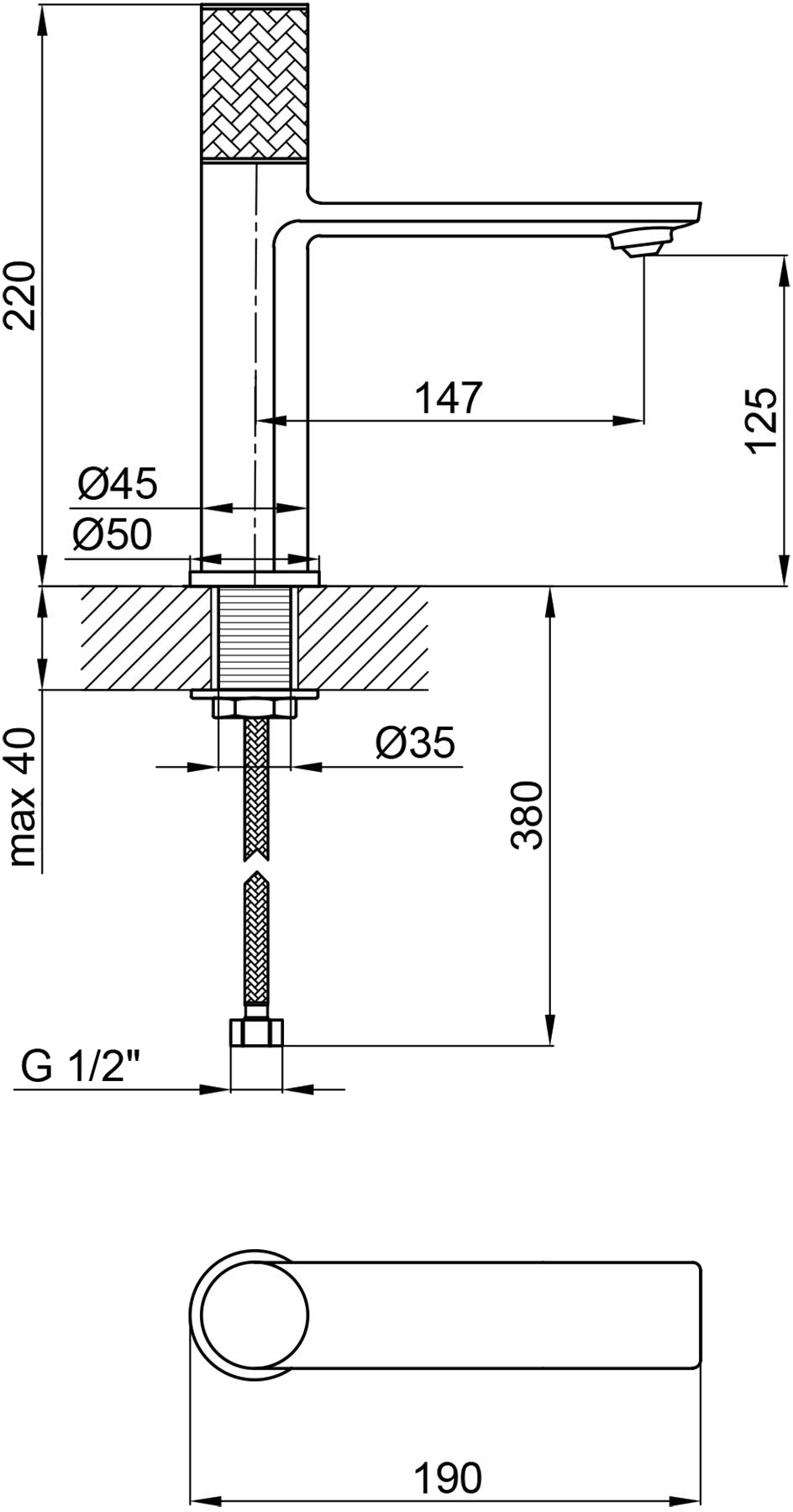 Q-Tap Brno 1067103B Black Matt Габаритні розміри