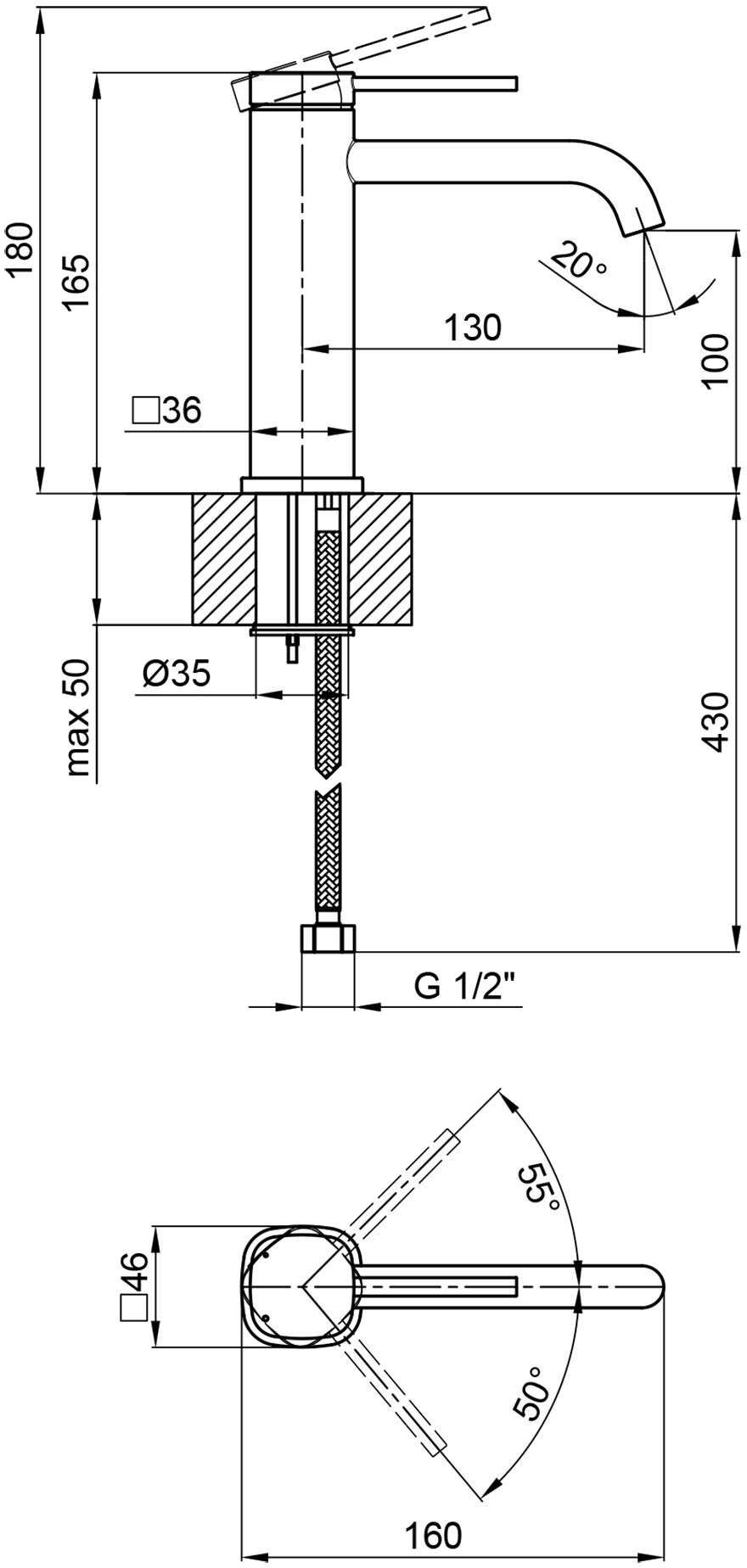 Q-Tap Robin QTROB1060102C Chrome Габаритні розміри