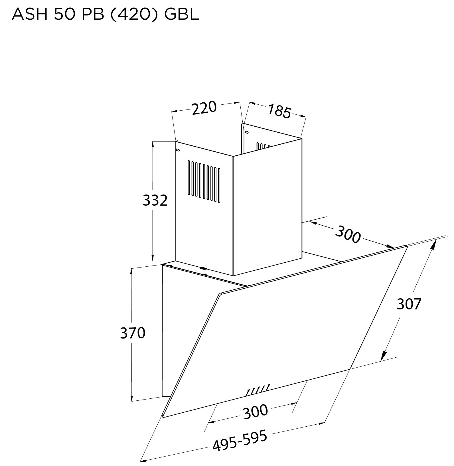 Pyramida ASH 50 PB (420) GBL Габаритні розміри