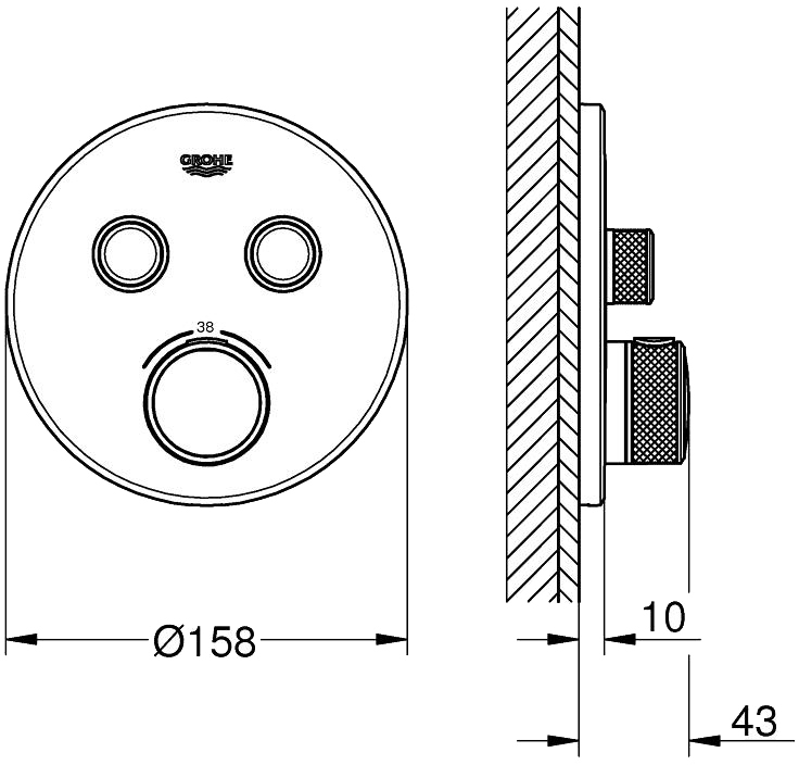 Grohe Grohtherm SmartControl 29119GL0 Габаритні розміри