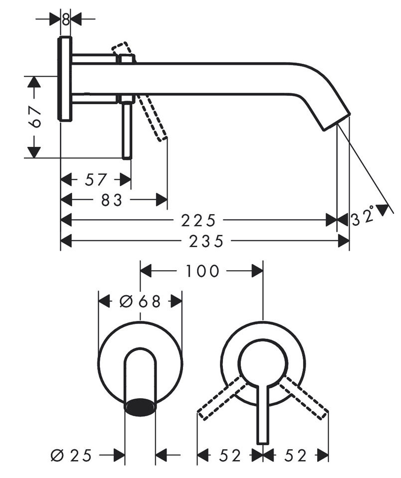 Hansgrohe Tecturis S 73351670 Габаритные размеры