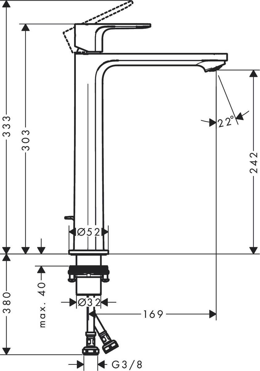 Hansgrohe Rebris E 72581000 Габаритні розміри