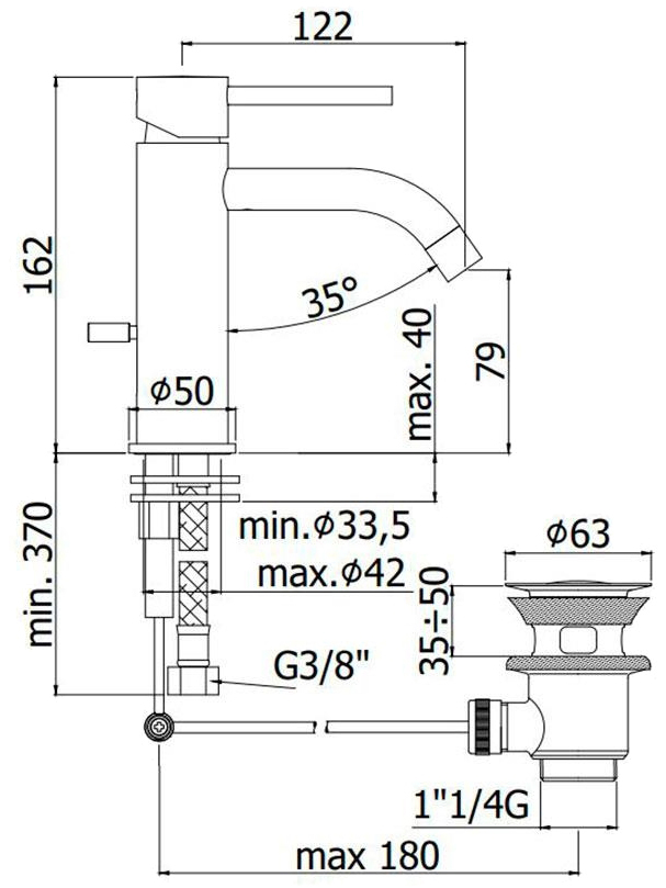 Paffoni Light LIG075NO Габаритні розміри