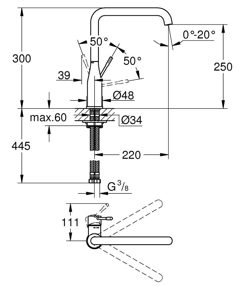 Grohe Essence 30269DL0 Габаритні розміри