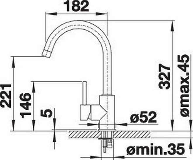 Blanco 519416 MIDA Габаритні розміри