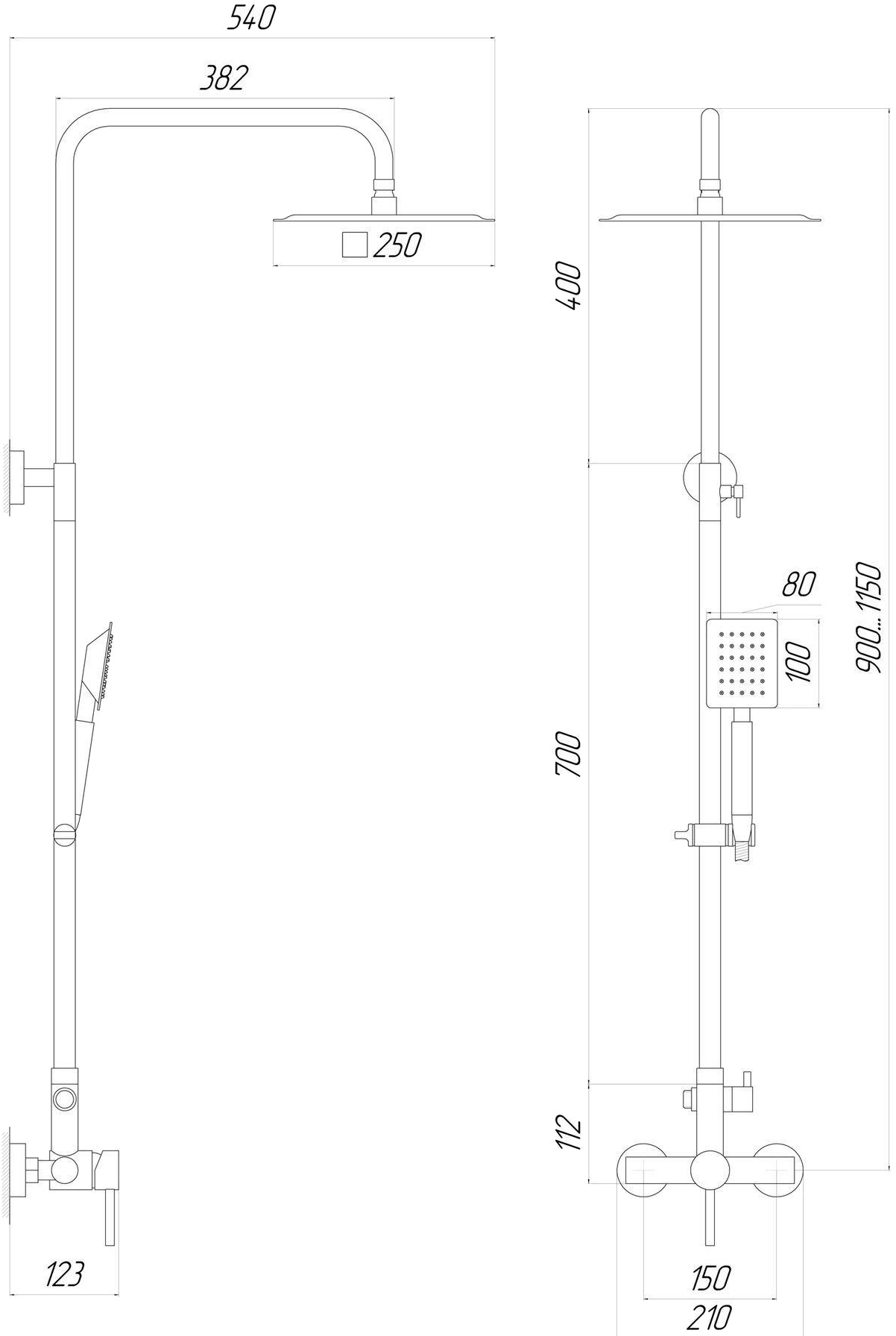 Globus Lux Alpen SBT1-SQ-05-304 Габаритные размеры