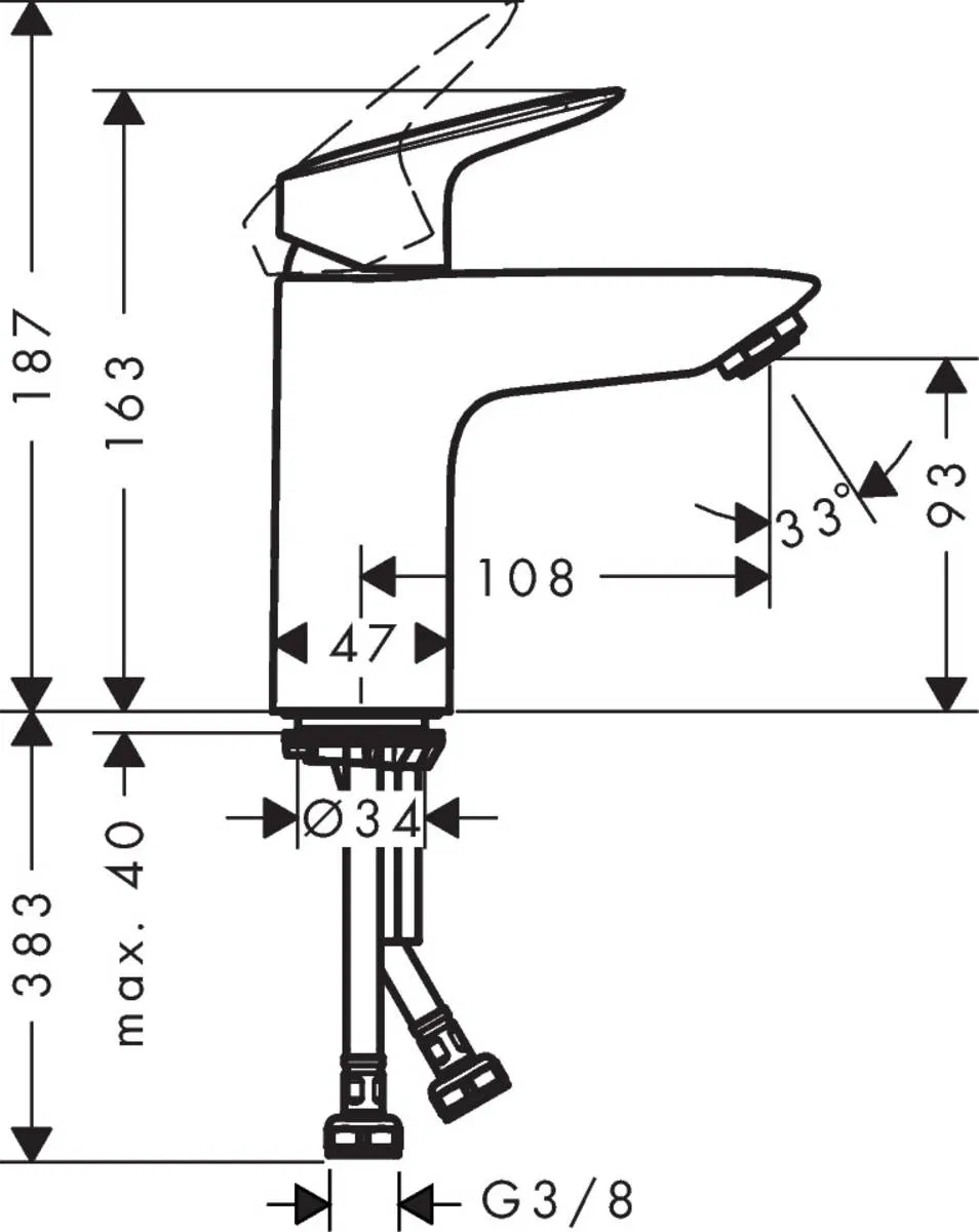 Hansgrohe Logis 100 71107670 Діаграма продуктивності