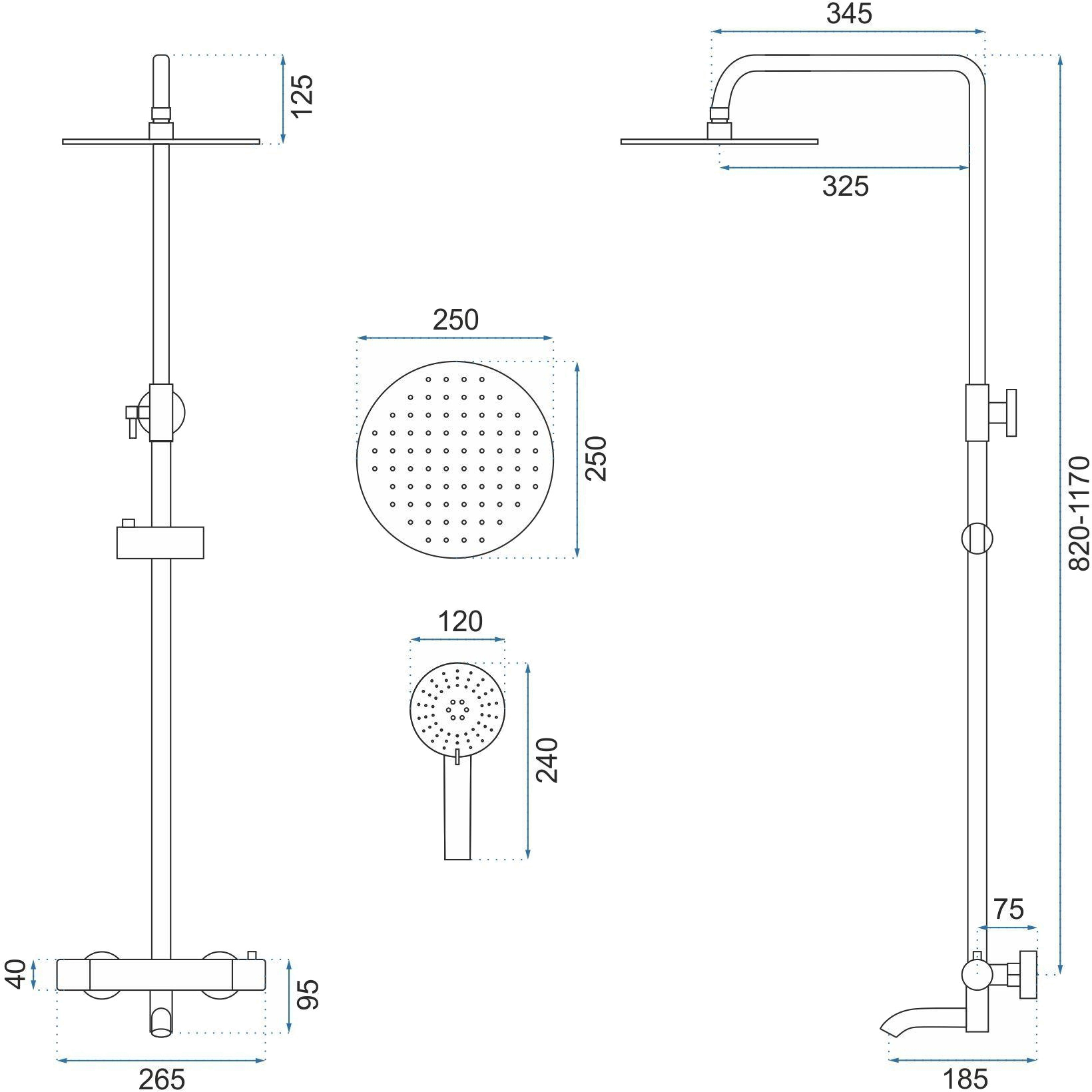 Rea Lungo Chrome REA-P6607 Габаритні розміри