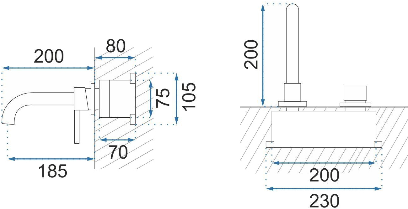 Rea Lungo Long Chrom + Box REA-B0369 Габаритні розміри