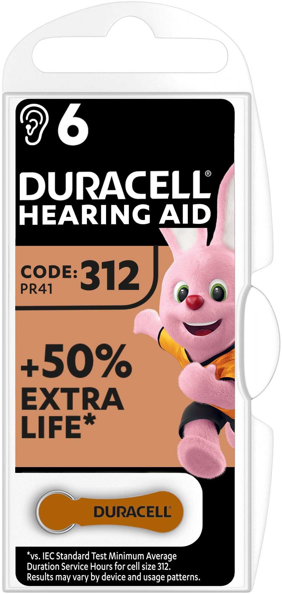 Батарейка Duracell Hearing Aid 312 6 шт. (96091463)