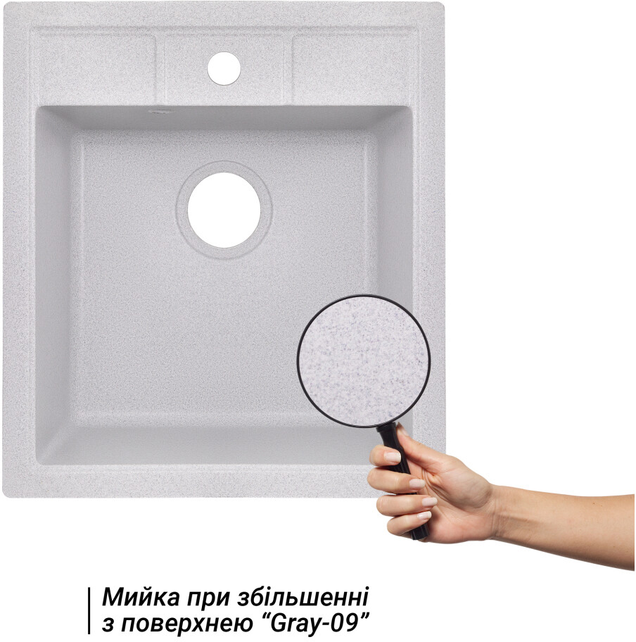 Кухонна мийка Lidz 460х515/200 GRA-09 (LIDZGRA09460515200) ціна 4518 грн - фотографія 2