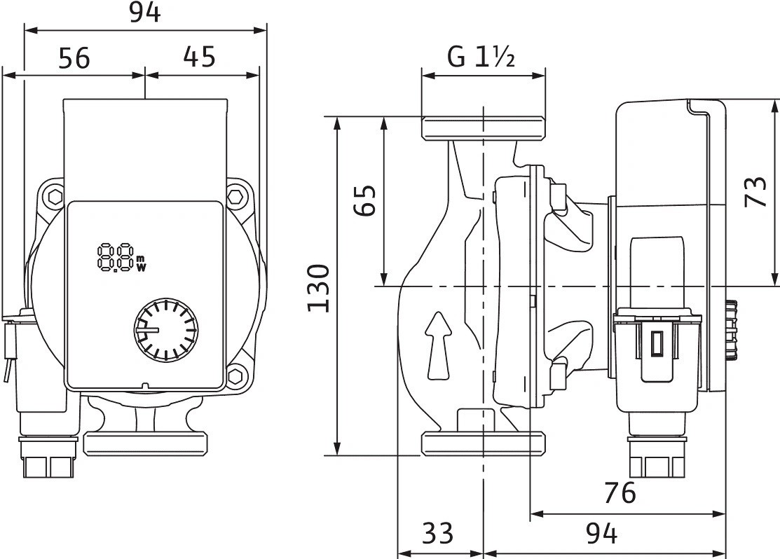 Wilo Yonos Pico 1.0, 25/1-4-130 (4248083) Габаритні розміри