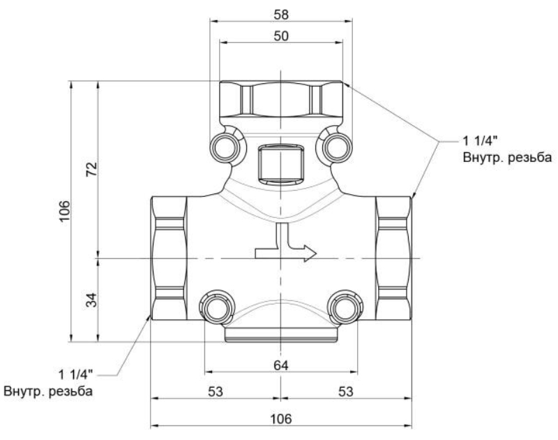 Icma 1" 1/4 45°C №133 Габаритные размеры