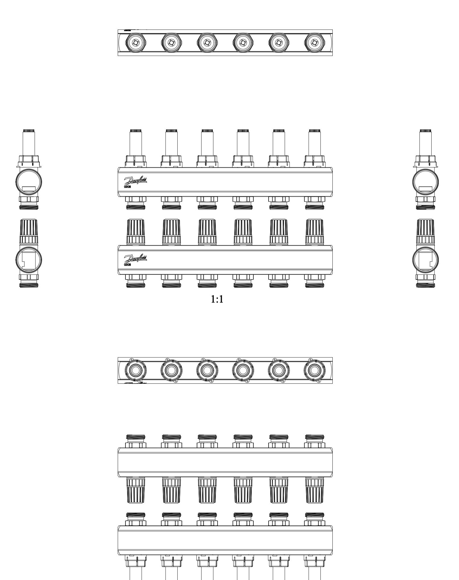 в продаже Распределительный коллектор Danfoss FHF-F, 6+6 контуров (088U0526) - фото 3