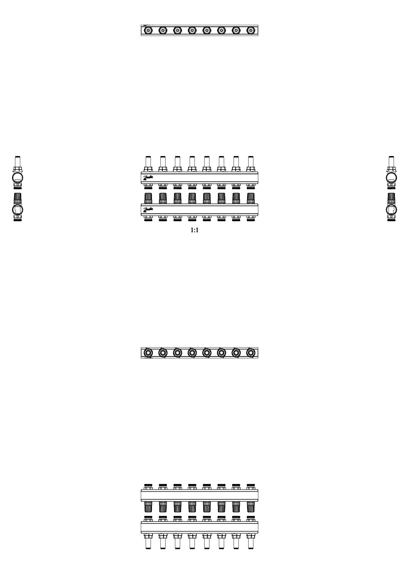 в продаже Распределительный коллектор Danfoss FHF-F, 8+8 контуров (088U0528) - фото 3