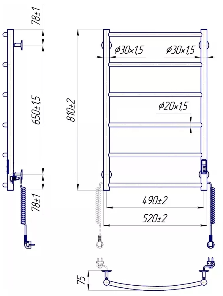 Mario Класік НР-I 800х530/75 TR K, білий матовий Габаритні розміри