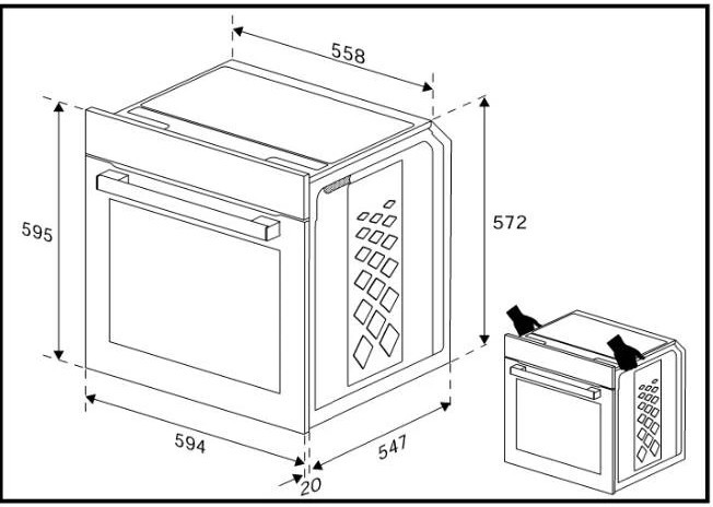 Beko BBIE123001XD Габаритные размеры