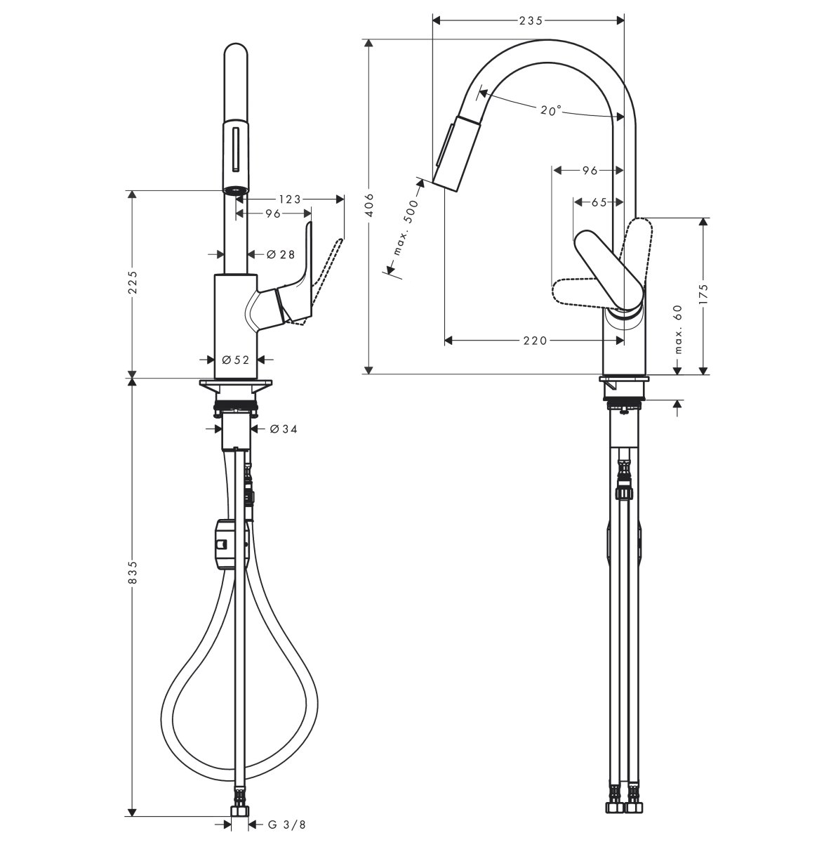 Кухонний комплект Hansgrohe S520-F480 + Focus M41 Black характеристики - фотографія 7