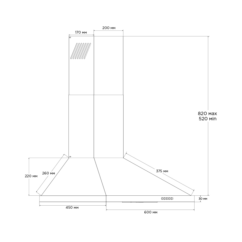 Pyramida KT 60 WH Габаритные размеры