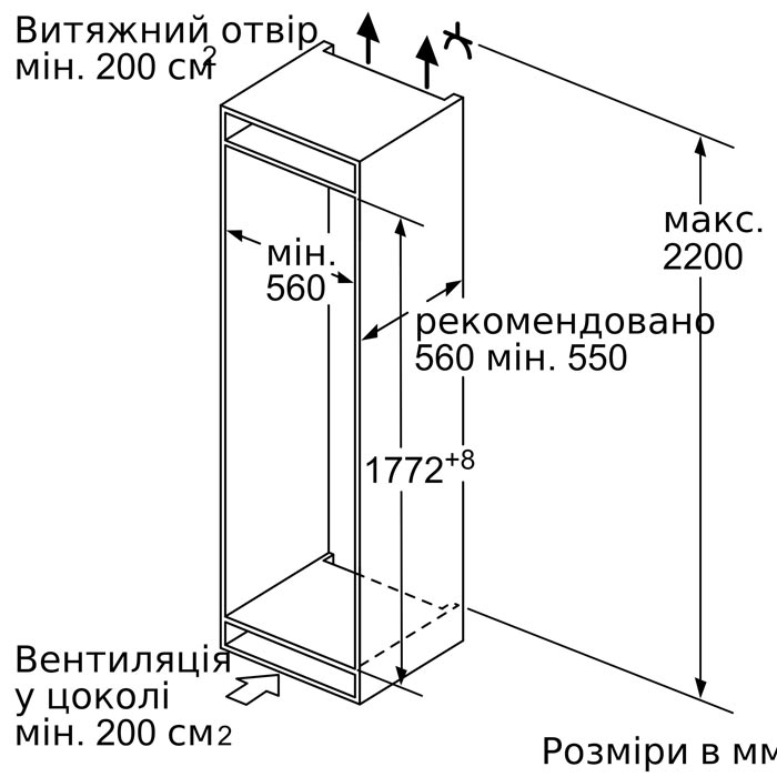 Siemens KI86SAF30U Габаритні розміри