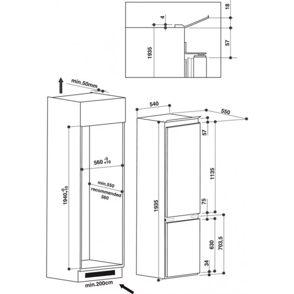 Whirlpool ART 9814 A+SF Габаритні розміри