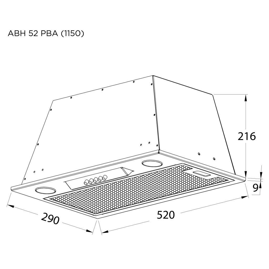 Pyramida ABH 52 PBA (1150) WH Габаритні розміри