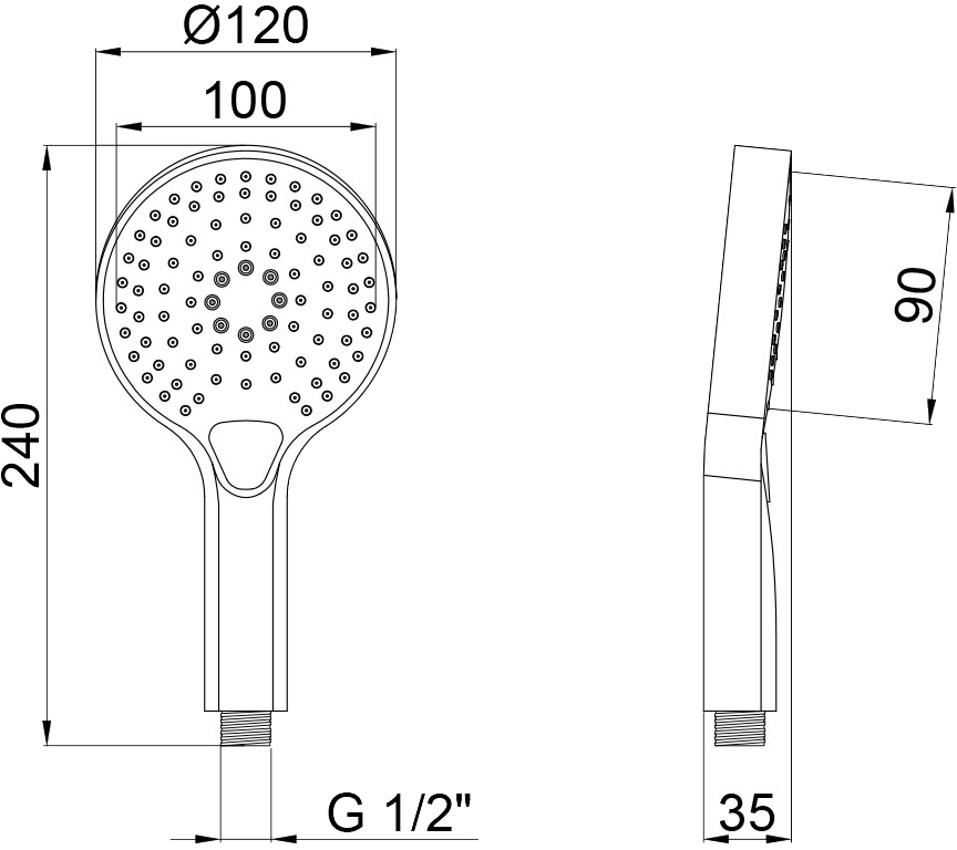 Q-Tap Rucni 120 мм QTRUCA120O3KBB Black Matt Габаритные размеры