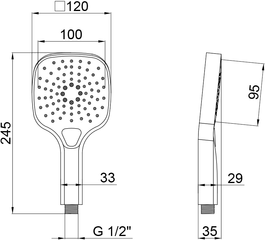 Q-Tap Rucni 120 мм QTRUCA121N3KCW Chrome Габаритні розміри