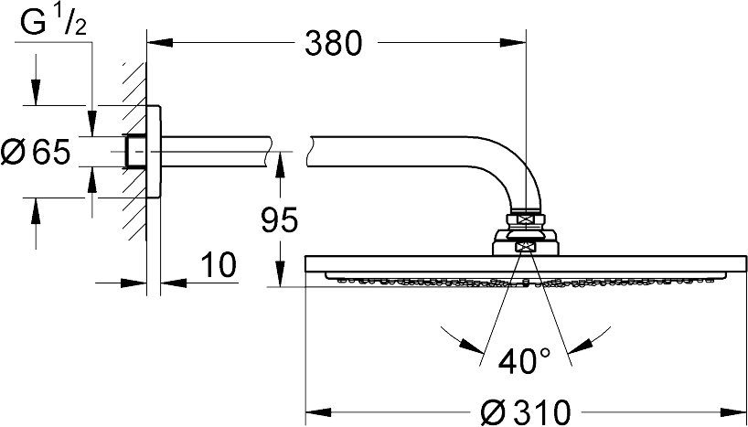 Grohe Rainshower Cosmopolitan 310 26066DC0 Габаритные размеры