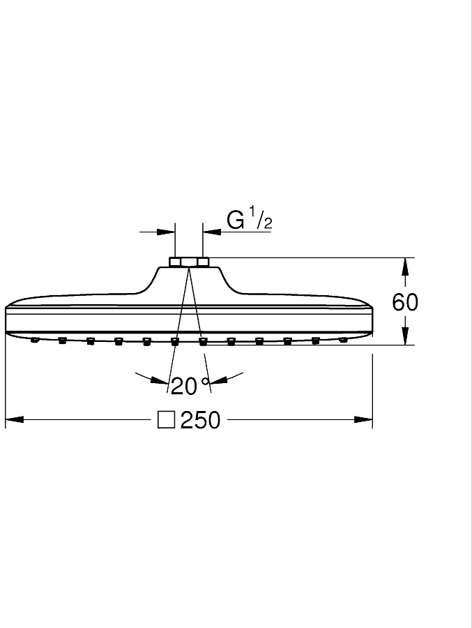 Grohe Vitalio comfort 250 Cube (26695000) Габаритные размеры