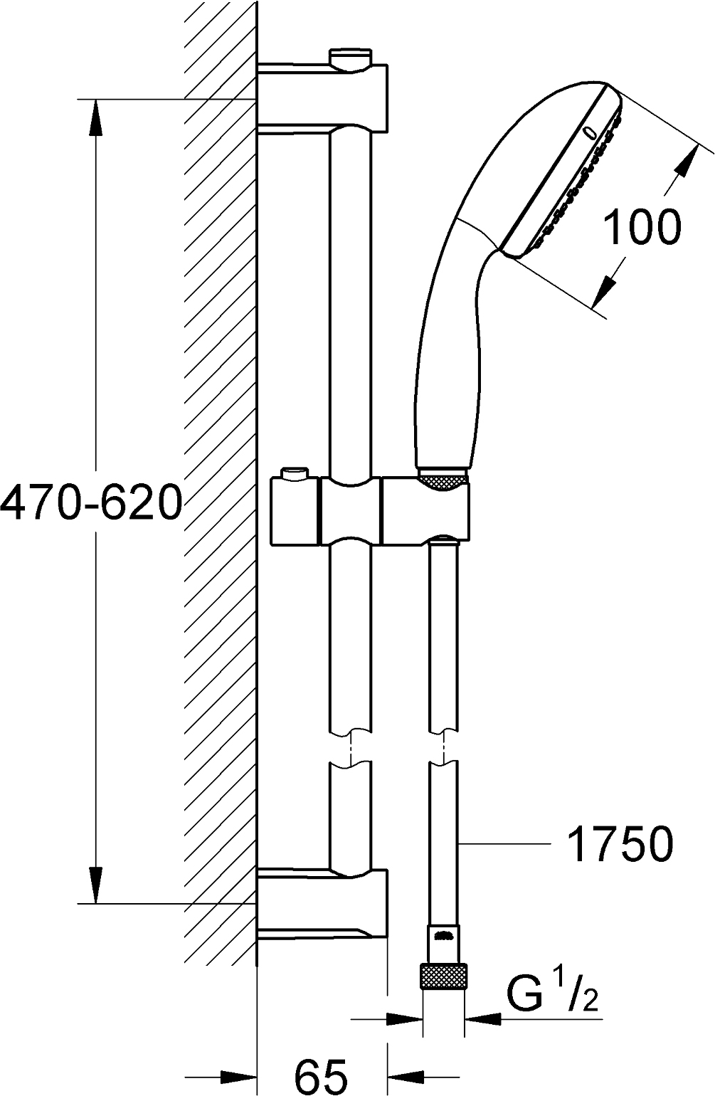 Grohe QuickFix Vitalio Start 100 279482430 Габаритні розміри