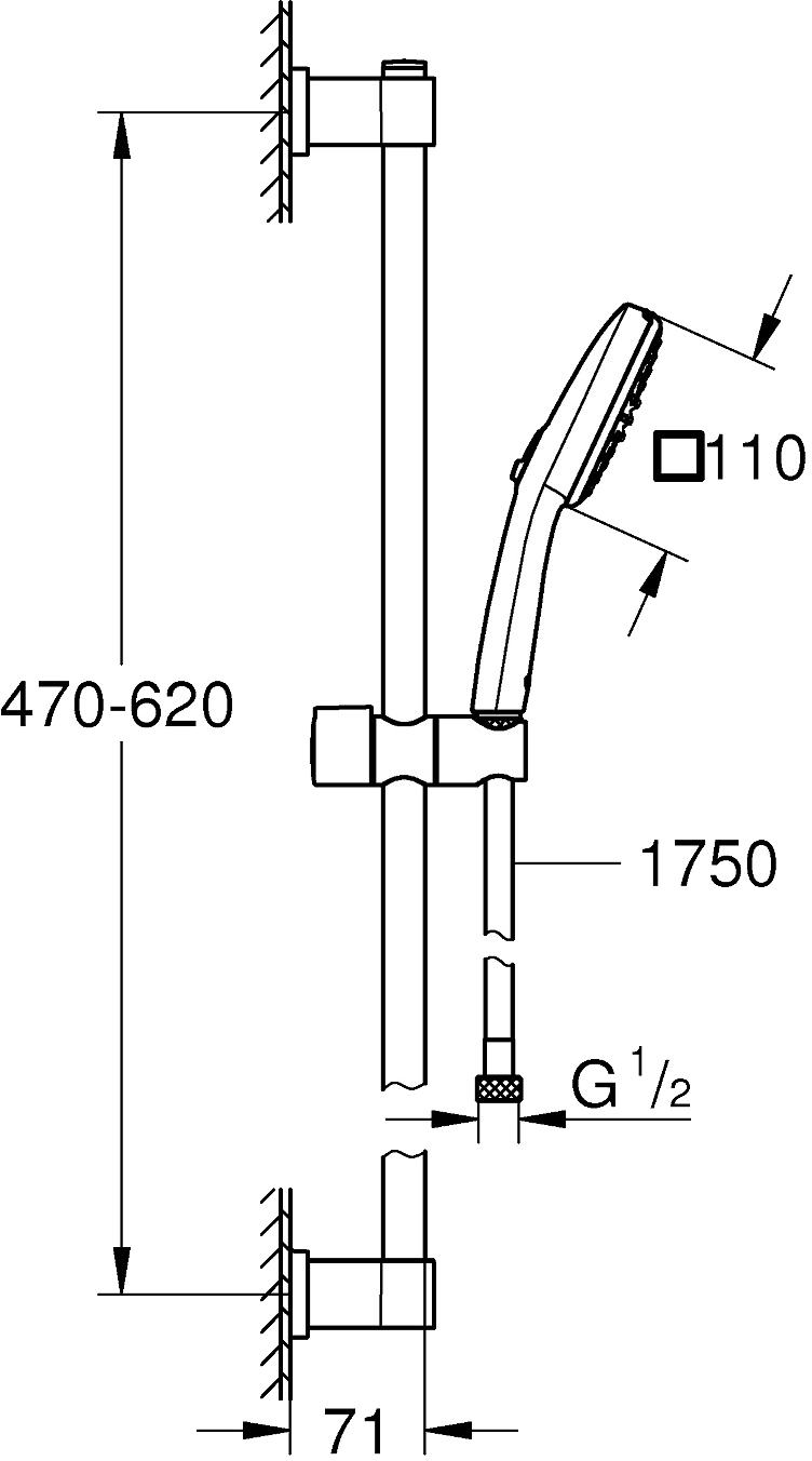 Grohe Quickfix Vitalio Comfort 110 26398001 Габаритні розміри