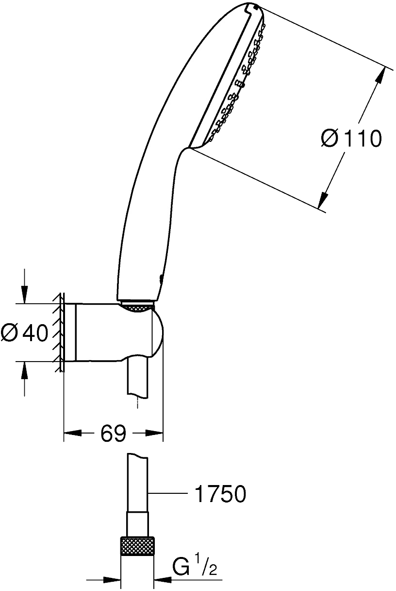 Grohe Quickfix Vitalio Start 110 27944001 Габаритні розміри