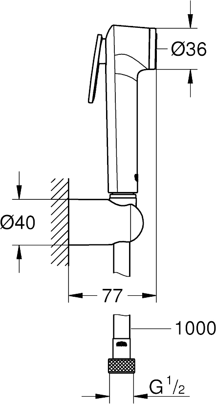 Grohe Tempesta-F Trigger Spray 30 26355IL0 Габаритные размеры