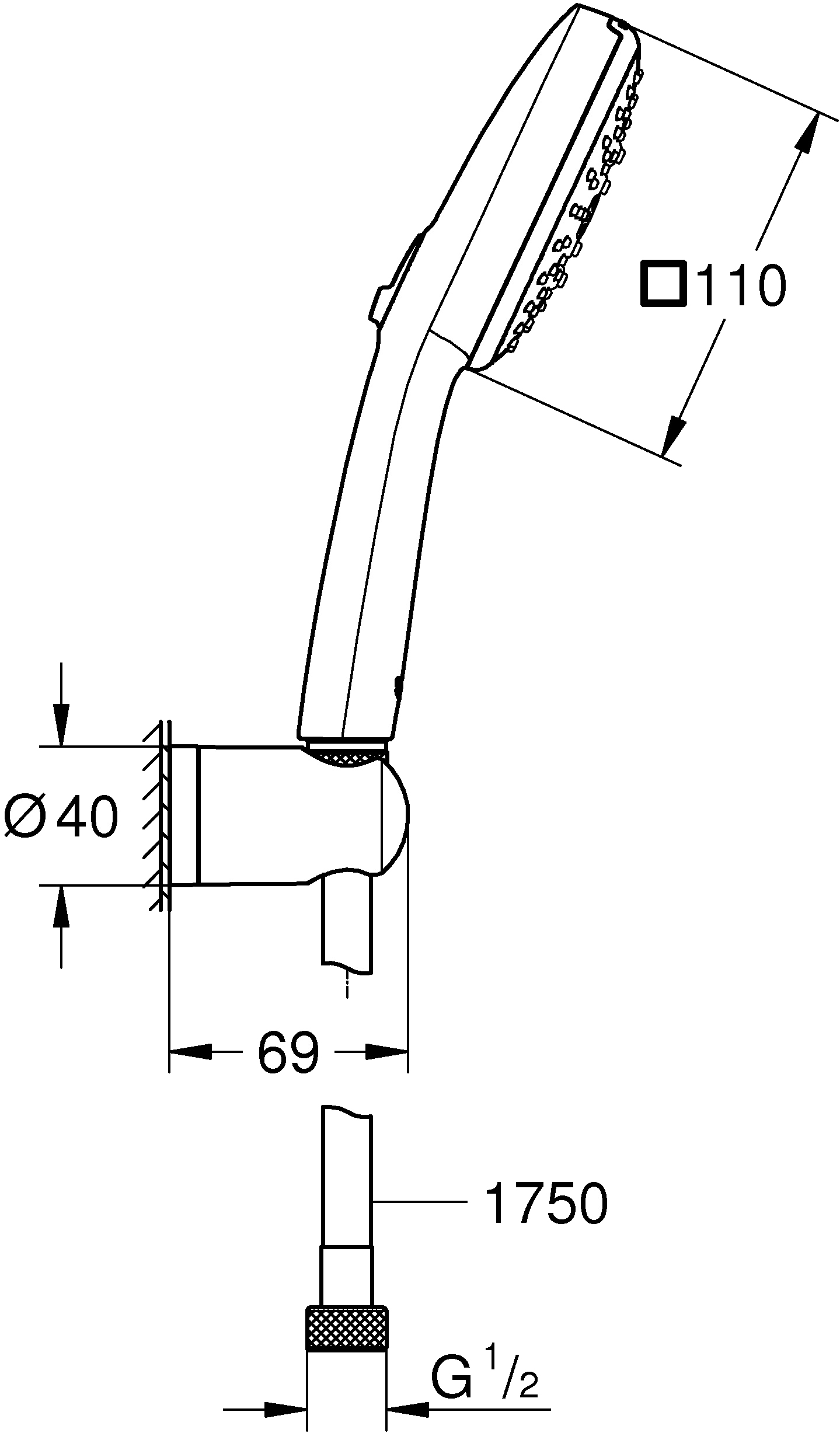 Grohe Vitalio Comfort 110 26176001 Габаритні розміри