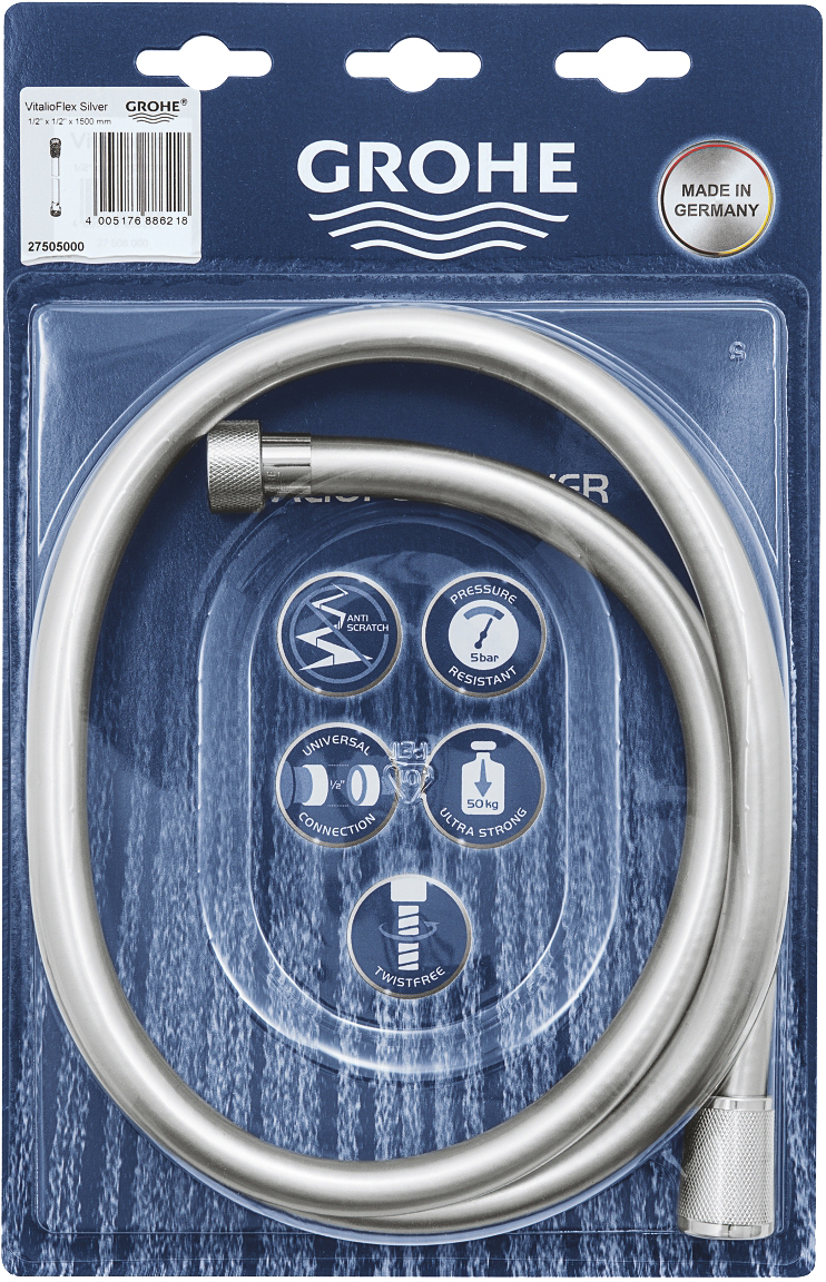 Душовий шланг 1500 мм Grohe VitalioFlex Silver 27505000 ціна 1327 грн - фотографія 2
