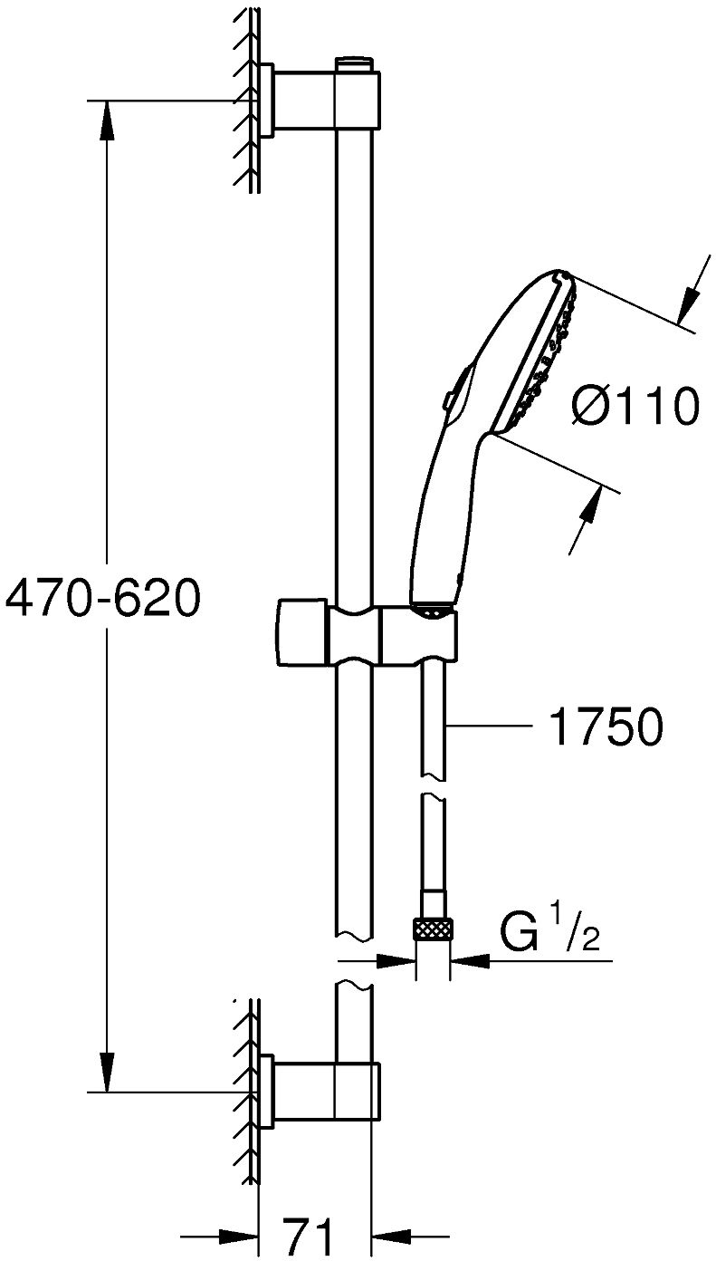 Grohe QuickFix Vitalio Start 110 26032001 Габаритні розміри