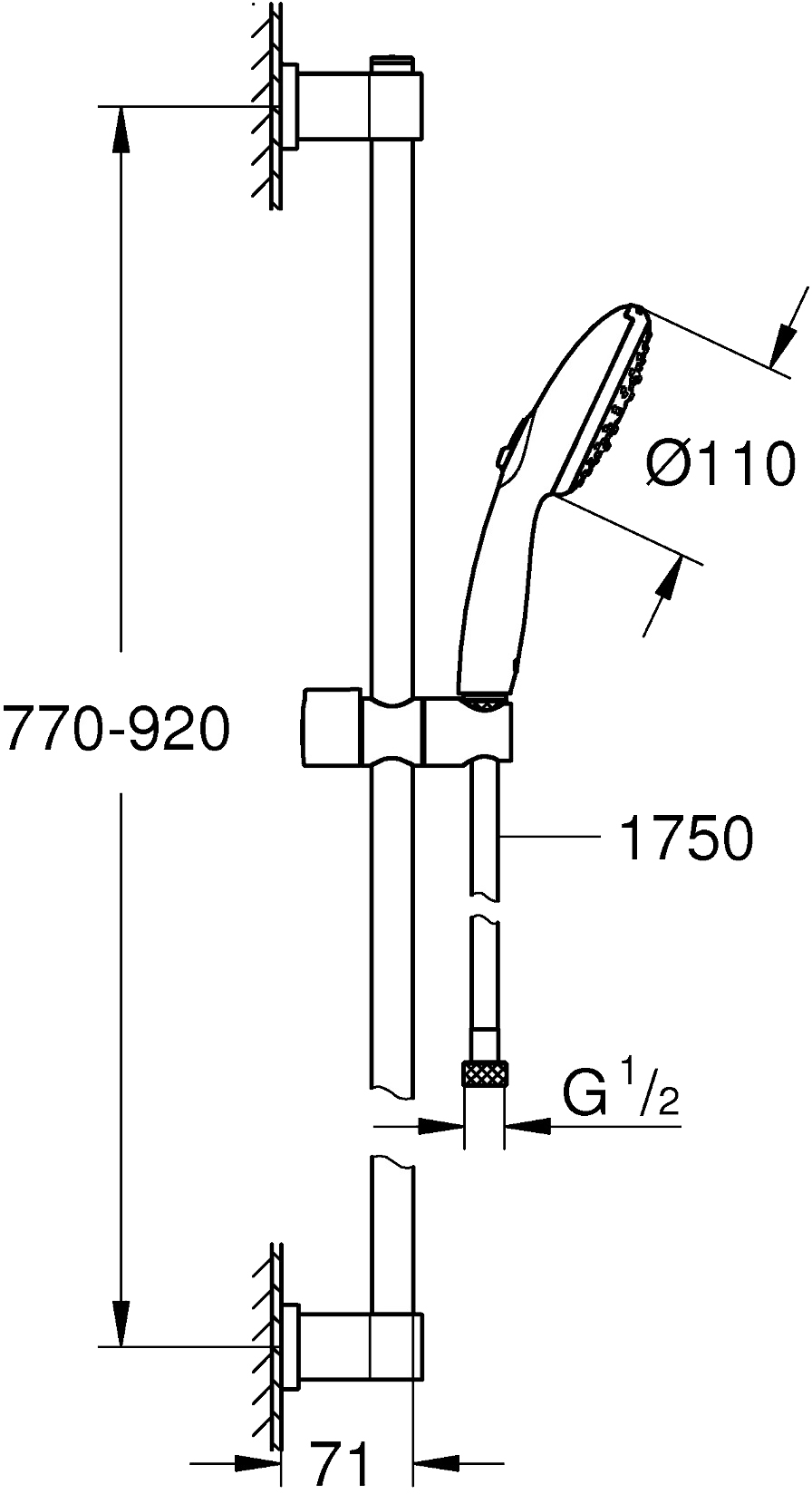 Grohe QuickFix Vitalio Start 110 26956001 Габаритні розміри