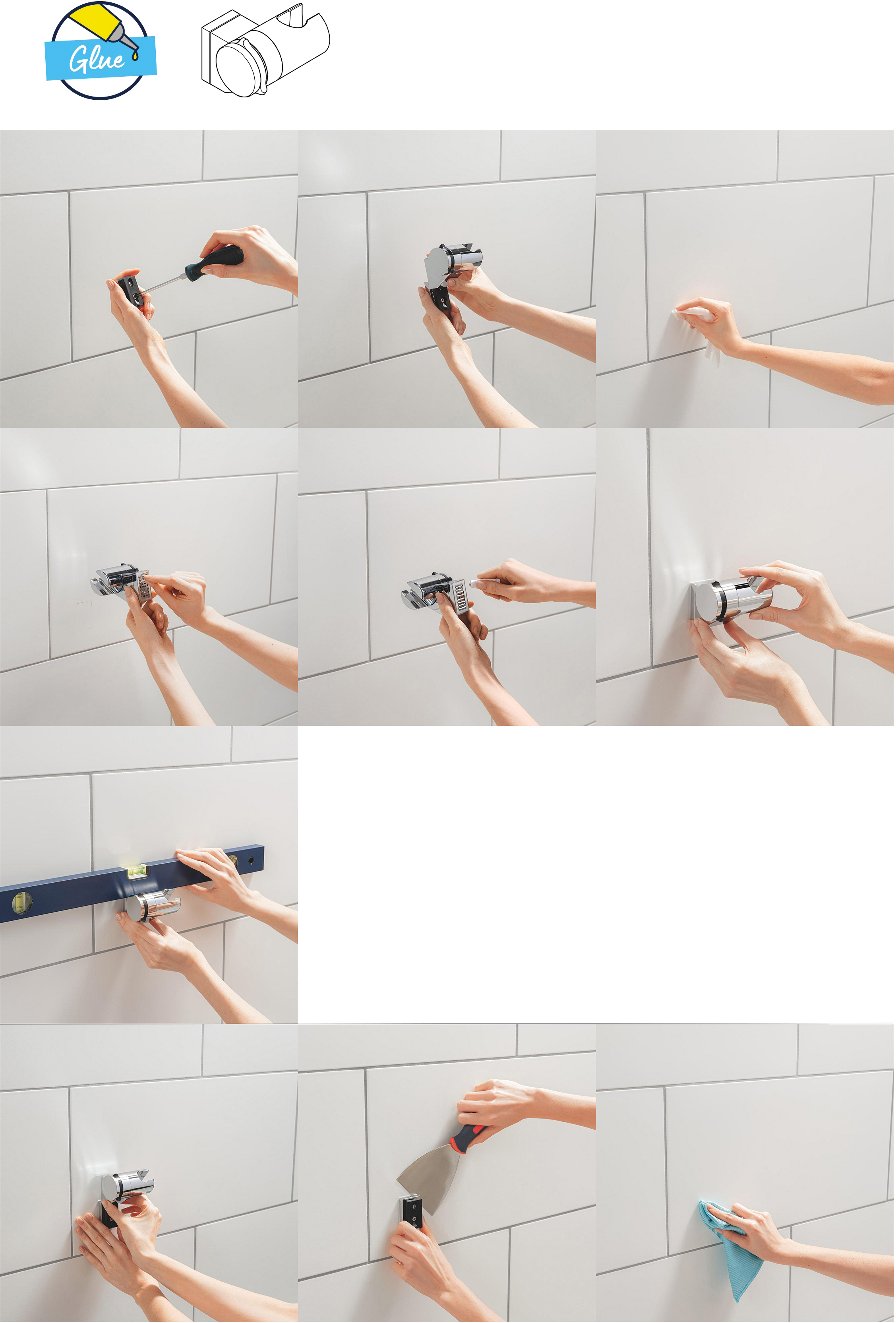 Настінний тримач для ручного даша Grohe QuickFix Vitalio Universal 26183001 огляд - фото 8