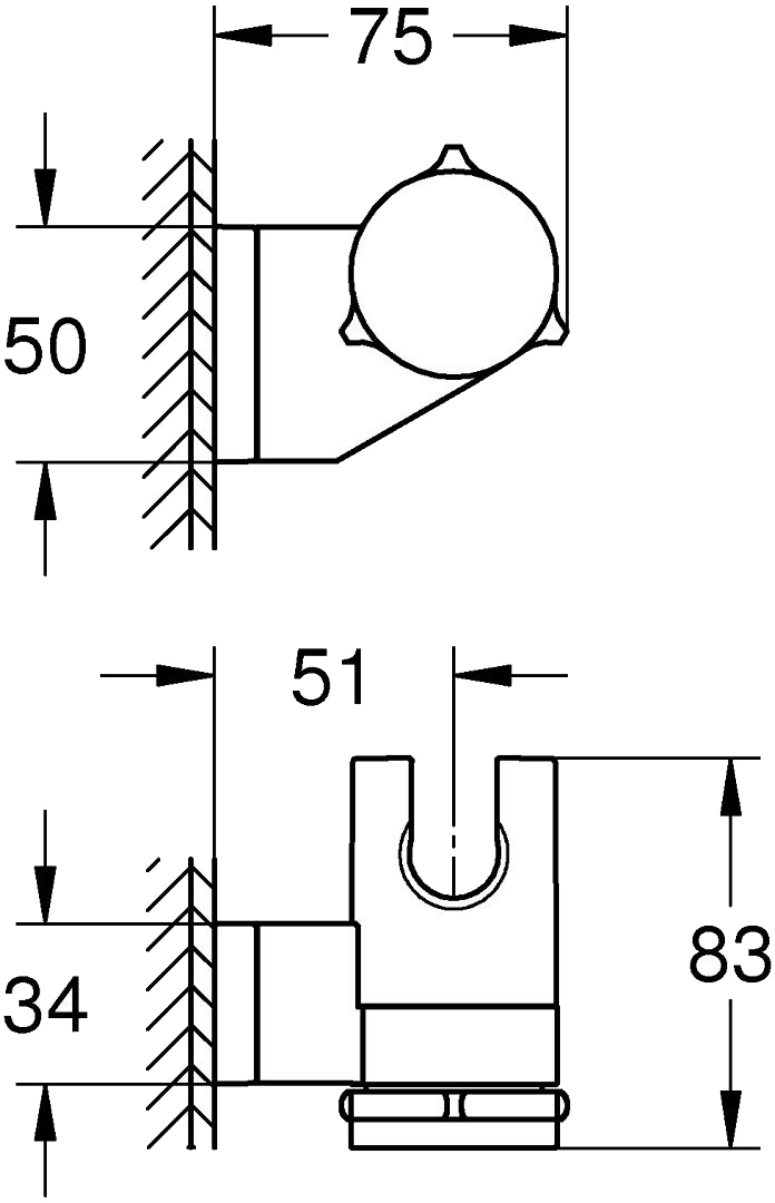 Grohe QuickFix Vitalio Universal 26183001 Габаритні розміри