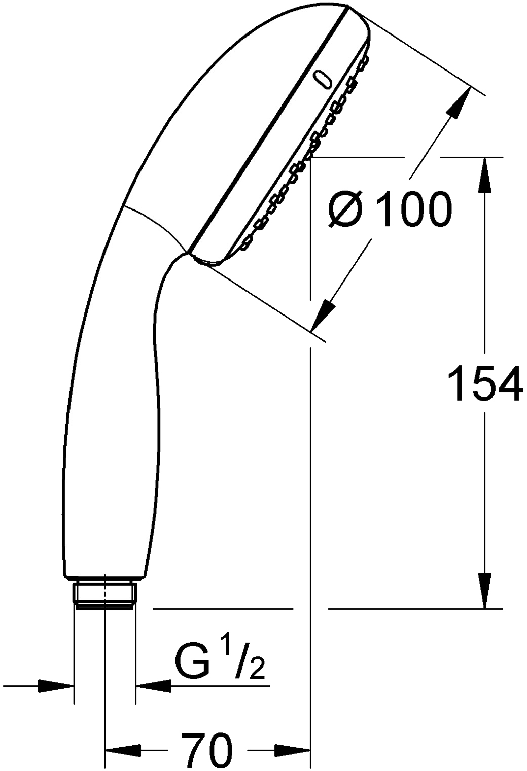 Grohe QuickFix Vitalio Go 100 26542000 Габаритні розміри