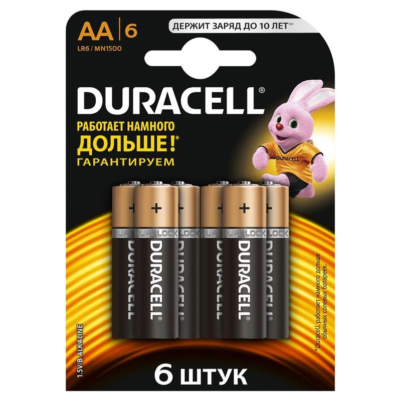 Батарейки Duracell Duralock Basic AA/LR06 MN1500 BL 6шт в интернет-магазине, главное фото