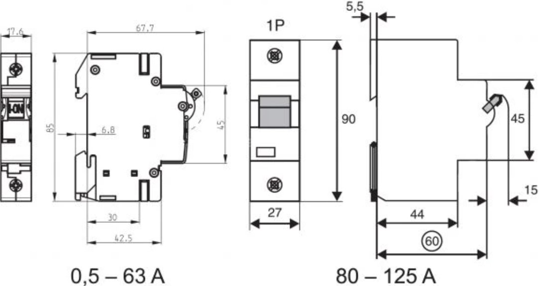 ETI ETIMAT 10 3p C 6A (10 kA) (2135712) Габаритні розміри