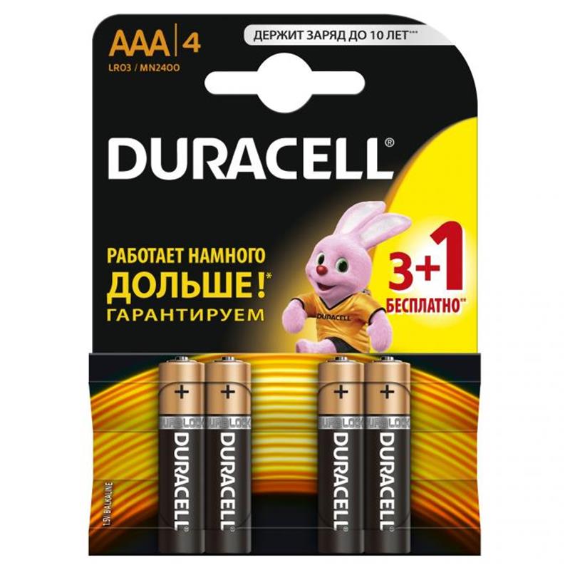 Батарейки типу ААА Duracell Duralock Basic AAA/LR03 BL 4шт (Duracell MN2400 4BL)