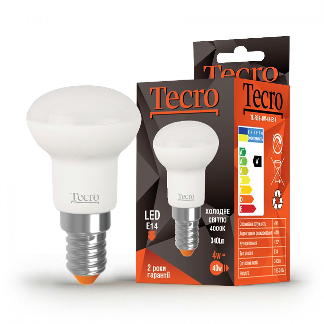 Светодиодная лампа мощностью 4 Вт Tecro 4W E14 4000K (TL-R39-4W-4K-E14)