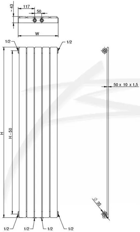 Betatherm Blende 1 H-1800 мм, L-449мм RAL9016М (B2V 1180/08 9016M 99) Габаритні розміри