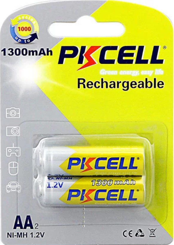PkCell AA 1300mAh, 1.2V Ni-MH, 2pcs/card