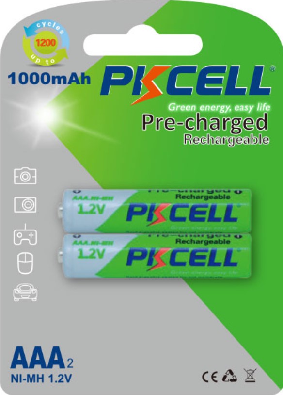 Батарейки типа ААА PkCell AAA 1000mAh, 1.2V Ni-MH, 2pcs/card