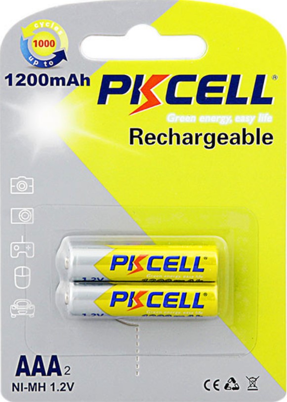 Батарейки типа ААА PkCell AAA 1200mAh, 1.2V Ni-MH, 2pcs/card